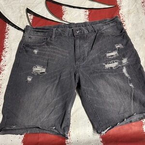 Stylish Distressed Charcoal Denim Shorts for Men size 40